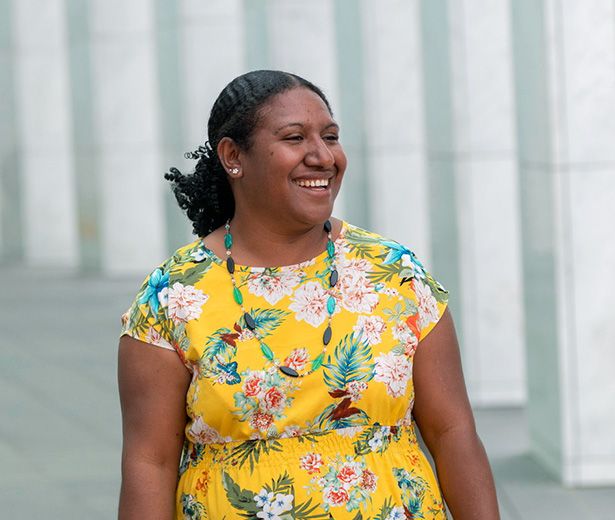 A participant at the Australia Awards Women Leadership Initiative 2024. The 28 participants undertook a week-long leadership learning and reflection workshop in Tharwa, ACT. Credit: DFAT