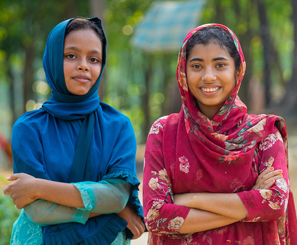 Two young female members of the Taipalong youth club in Cox’s Bazaar in Bangladesh, which is supported by the Australian Humanitarian Partnership. Credit: DFAT
