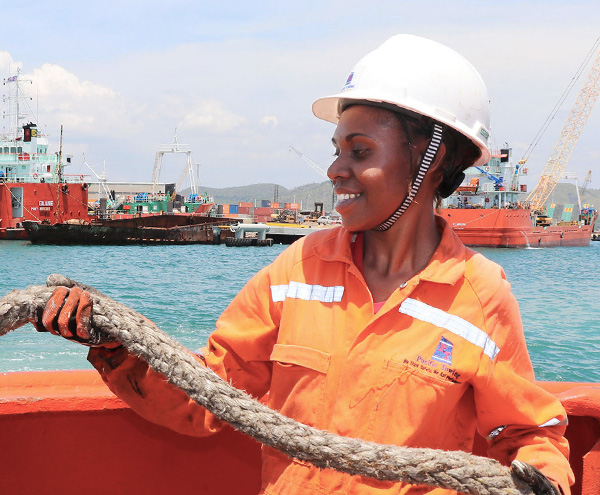 Australia Awards Maritime Cadet Eunice Tuwe in Papua New Guinea. Credit: Australia Awards