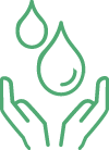 safely managed sanitation services - icon with two hands catching water droplets