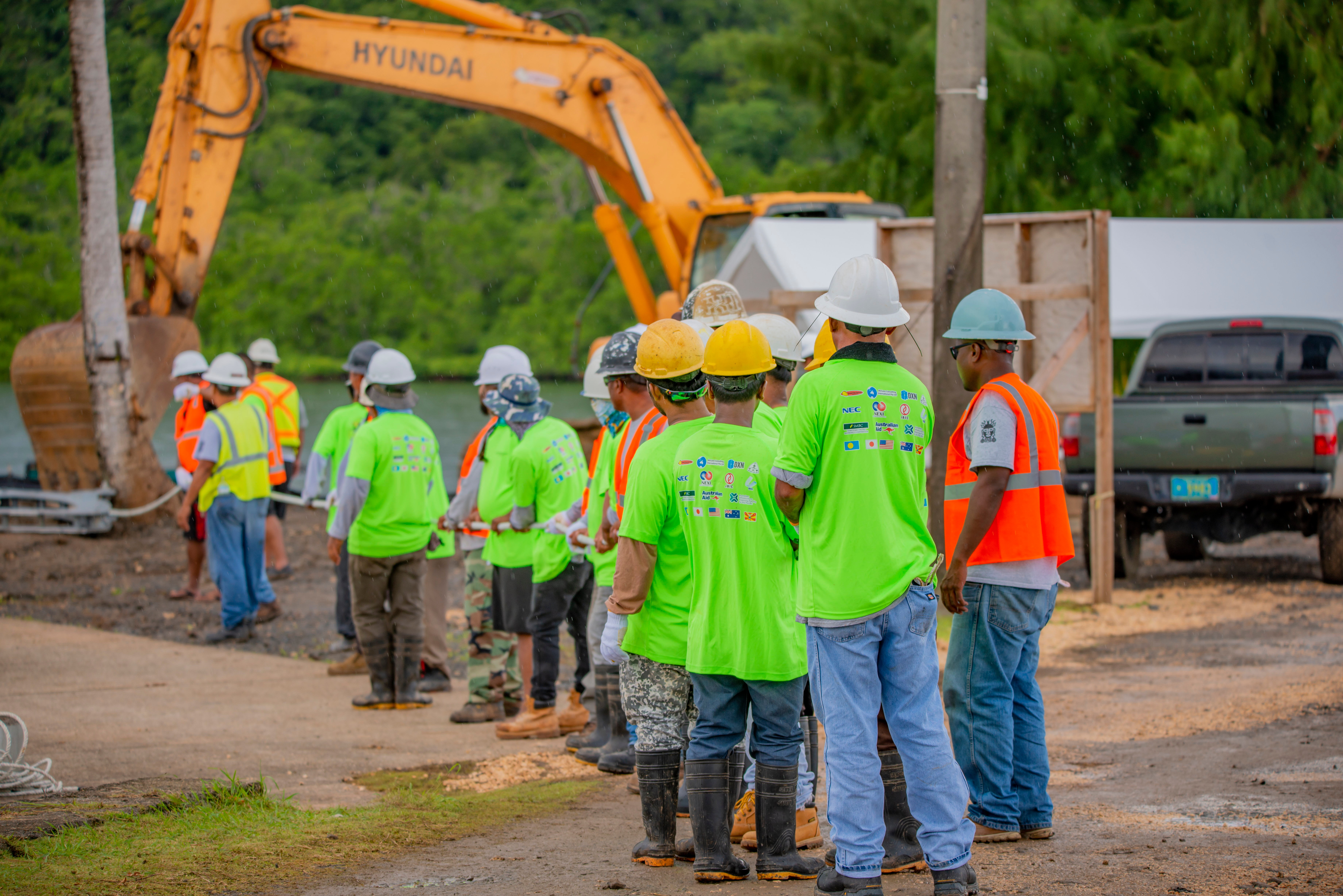 Cable laying with people watching 